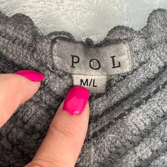 Pol Lace Bralette Crop Top Crochet Gray Size M/L Whimsygoth Boho Scalloped Hem - Picture 2 of 6